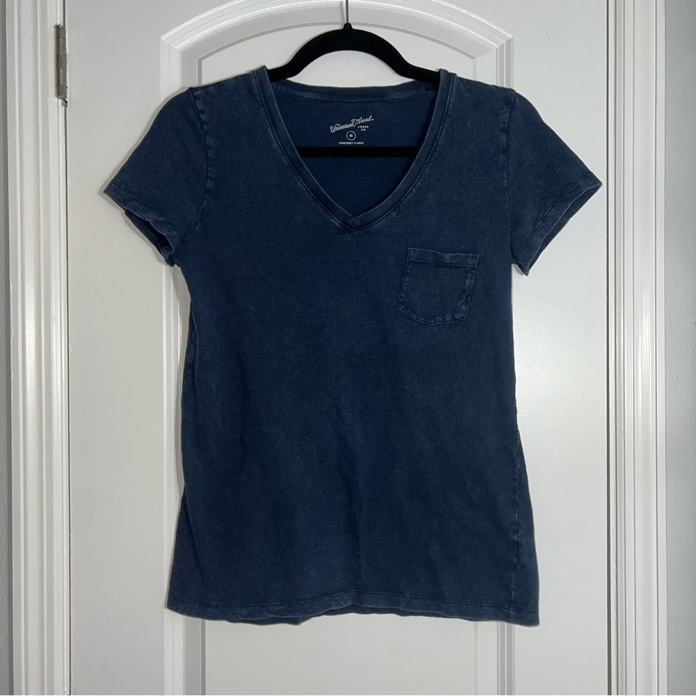 Stonewash Blue V-Neck Women's Top